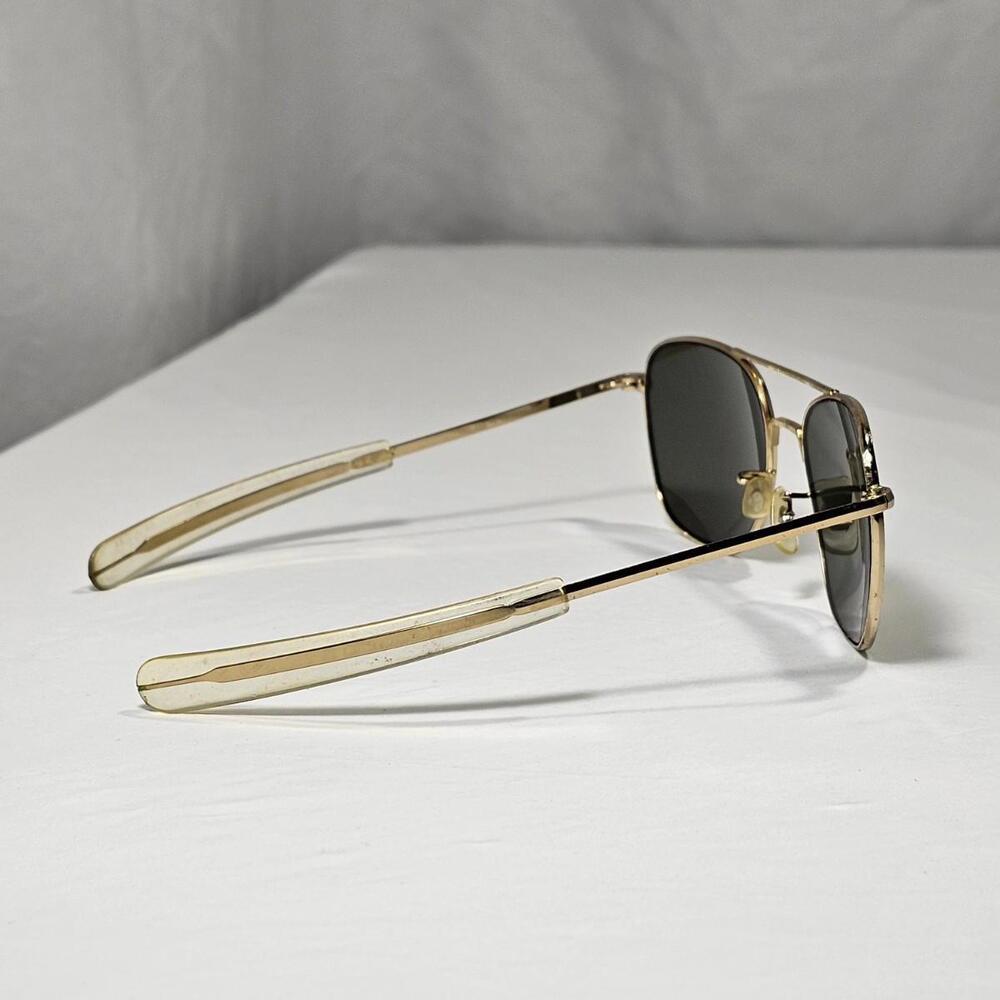 Vintage Randolph Engineering RE Metal Aviator Gold Italy Sunglasses 5 1/2 USA - Picture 6 of 13